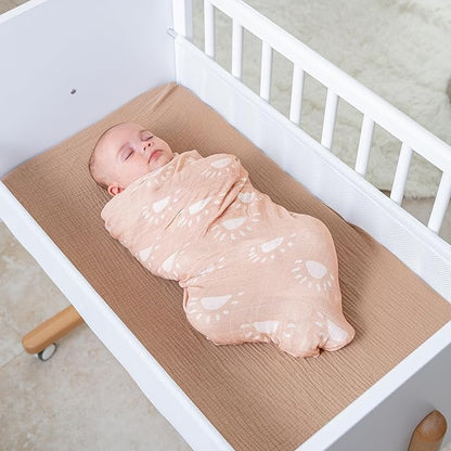 Comfy Cubs Muslin Swaddle Blankets Pack of 1, 47 x 47 Inch Soft Cotton Baby Blanket Set, Large Multipurpose Wraps for Newborns - Self-Soothing Swaddles for Newborns - Blush Sun