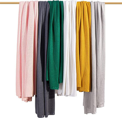 NTBAY Cable Knit Cooling Bed Blanket, Soft and Breathable Oversized Twin Bed Blanket 60x80 Inches Made from Rayon Derived from Bamboo for Bedroom, Travel, Green