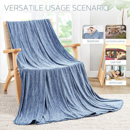 Degrees of Comfort Lightweight Breathable Cooling Blanket for Hot Sleepers- Double Side Summer Thin Cozy Blanket for Adults Kids, Oeko-TEX 100% Certified(Blue, 50"x70")