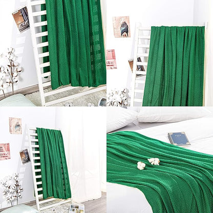 NTBAY Cable Knit Cooling Throw Blanket, Soft and Breathable Throw Blanket 51x67 Inches Made from Rayon Derived from Bamboo for Couch, Sofa, Nap, Green
