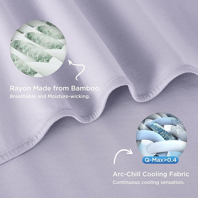 Bedsure Lavender Cooling Blanket Queen Size for Hot Sleepers - Summer Cold Blanket for Queen Size Bed with Rayon Derived from Bamboo, Ice Cool Cold Arc-Chill Thin Summer Bedding Essentials, 90x90
