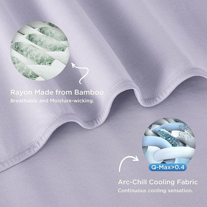 Bedsure Lavender Cooling Blanket Queen Size for Hot Sleepers - Summer Cold Blanket for Queen Size Bed with Rayon Derived from Bamboo, Ice Cool Cold Arc-Chill Thin Summer Bedding Essentials, 90x90