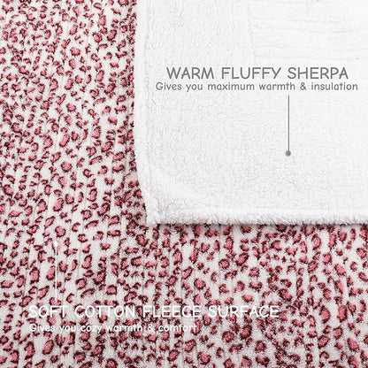 Electric Heated Blanket Full Size 72"x84", Ultra-Soft Plush with Overheat Protection, 9 Adjustable Heat Settings & 10-Hour Auto-Off Timer, Fast Heating for Winter Comfort, Pink White Leopard Print