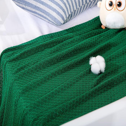 NTBAY Cable Knit Cooling Toddler Blanket, Soft and Breathable Baby Blanket 30x40 Inches Made from Rayon Derived from Bamboo for Crib, Stroller, Nursery, Green