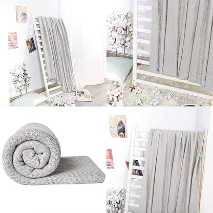 NTBAY Cable Knit Cooling Bed Blanket, Soft and Breathable Oversized Twin Bed Blanket 60x80 Inches Made from Rayon Derived from Bamboo for Bedroom, Travel, Silver Grey