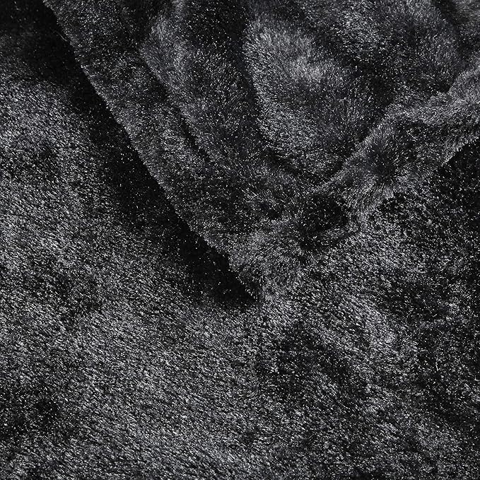 Beautyrest Duke Blanket Luxury Oversize Electric Throw Premium Soft Cozy Brushed Long Faux Fur for Bed, Couch with 3 Heat Setting Controller, Auto Shut-Off Function, Black, 50 in x 70 in