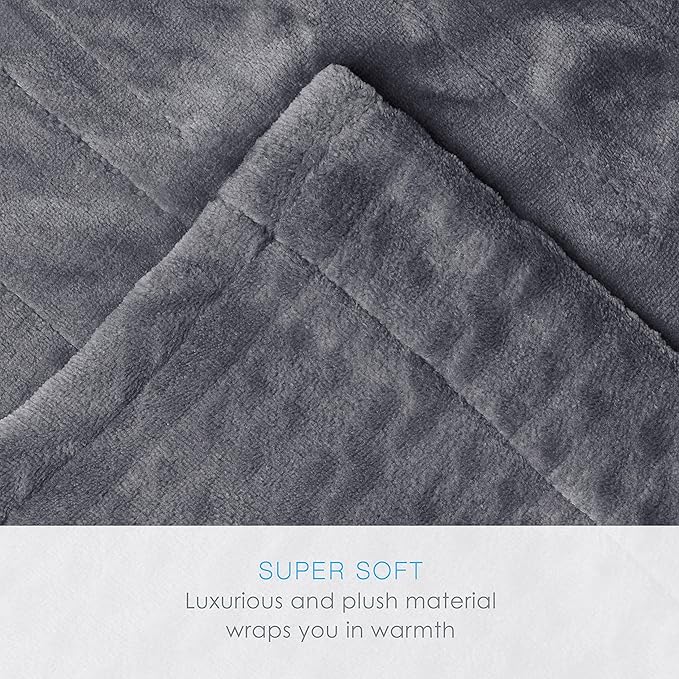 Pure Enrichment PureRelief Deluxe Heated Blanket - 10 Heat Settings, Super Soft Micromink Velvet Fabric, LCD Controller, Auto Shut-Off Timer, Machine Washable - Queen Size Electric Blanket