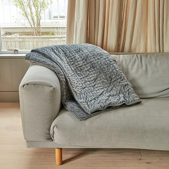 Gravity Weighted Blankets for Adults, 15lbs Grey (48" x 72", Twin/Single) - Heavy Comfort Cotton Blanket with Glass Beads - Utra-Soft Premium Breathable Microfiber Duvet Cover - Machine Washable