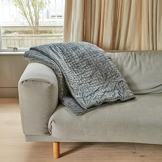Gravity Weighted Blankets for Adults, 15lbs Grey (48" x 72", Twin/Single) - Heavy Comfort Cotton Blanket with Glass Beads - Utra-Soft Premium Breathable Microfiber Duvet Cover - Machine Washable