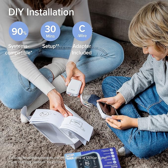 LEVOIT Smart Thermostat for Home, WiFi Programmable Digital Thermostat, Works with Alexa and Smart Sensor, Energy Saving, Large Touch Screen, C-Wire Adapter Included, DIY Install, Aura 400S, White