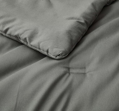 Chezmoi Collection Cliff 3-Piece Lightweight Cooling Comforter Set, King - Rayon Derived from Bamboo & Polyester Blended, Soft Breathable Bedding for Hot Sleepers, Dark Gray