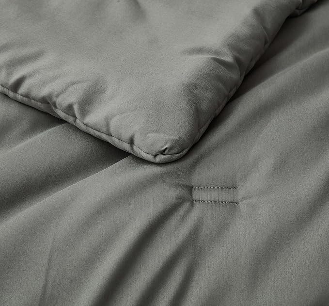 Chezmoi Collection Cliff 3-Piece Lightweight Cooling Comforter Set, Oversized King - Rayon Derived from Bamboo & Polyester Blended, Soft Breathable Bedding for Hot Sleepers, Dark Gray