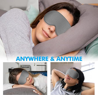 Sleep Eye Mask for Side Sleeper, Lash Extensions 3D Contoured Cup Sleeping Mask for Men Women, Travel Blackout Night Blindfold Eye Shade Cover with Adjustable Strap (Grey-Side Sleeper)