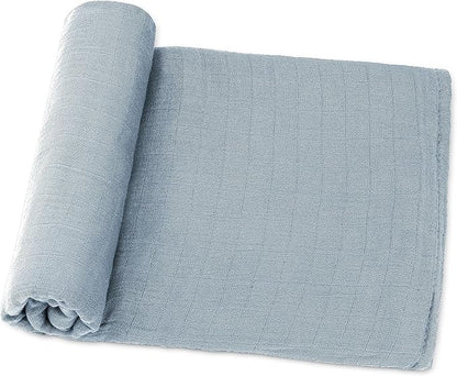 Comfy Cubs Muslin Swaddle Blankets Pack of 1, 47 x 47 Inch Soft Cotton Baby Blanket Set, Large Multipurpose Wraps for Newborns - Self-Soothing Swaddles for Newborns - Pacific Blue