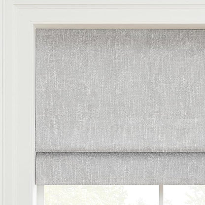 Eclipse Drew Roman Shades for Windows, Cordless 100% Blackout Shades, 23 in Wide x 64 in Long, Noise Reducing, Energy Efficient and Textured Solid Window Shades for Living Room, Bedroom, Smoke