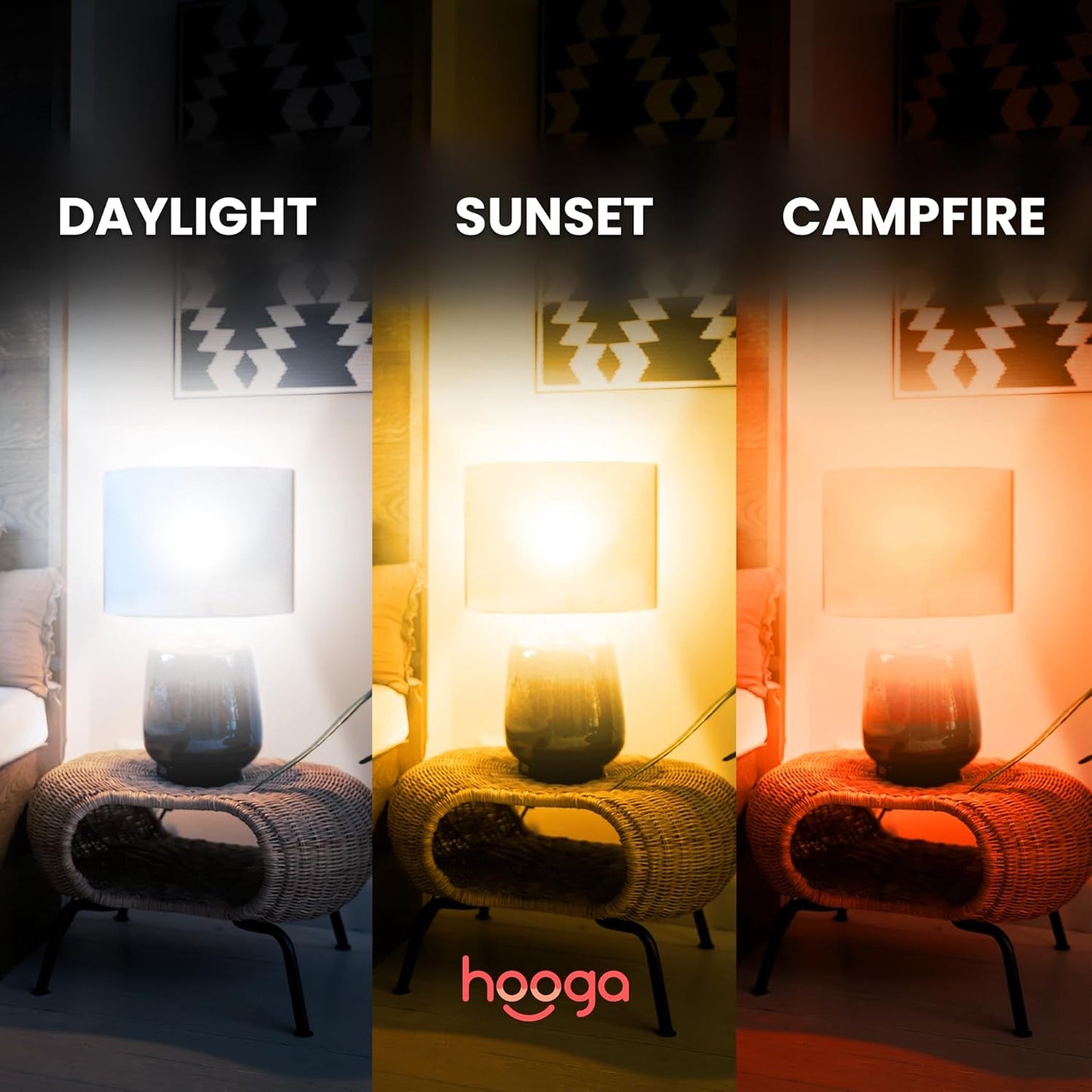 hooga Circadian Rhythm Full Spectrum LED Light Bulb - 2700K, 2100K, 1400K, Flicker-Free, Blue Light Free Night Mode, 7W Energy Efficient Warm White for Sleep, Relaxation & Focus - 4 Pack