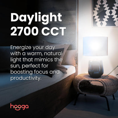hooga Circadian Rhythm Full Spectrum LED Light Bulb - 2700K, 2100K, 1400K, Flicker-Free, Blue Light Free Night Mode, 7W Energy Efficient Warm White for Sleep, Relaxation & Focus - 4 Pack
